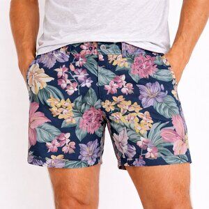 Abercrombie & Fitch Mens Floral Shorts 36 Navy Tropical 7" Inseam Stretch Summer